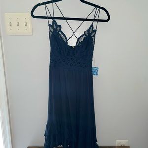 Free People Adella Lace Slip Ruffled Tiered Dress